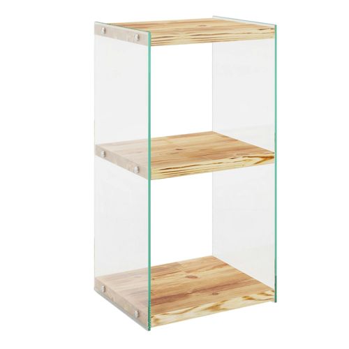 Colonne Vitrine Design - Bois Clair, 3 Plateaux Lhasa