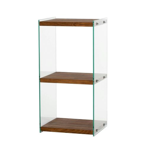 Colonne Vitrine Design - Bois Marron, 3 Plateaux Lhasa