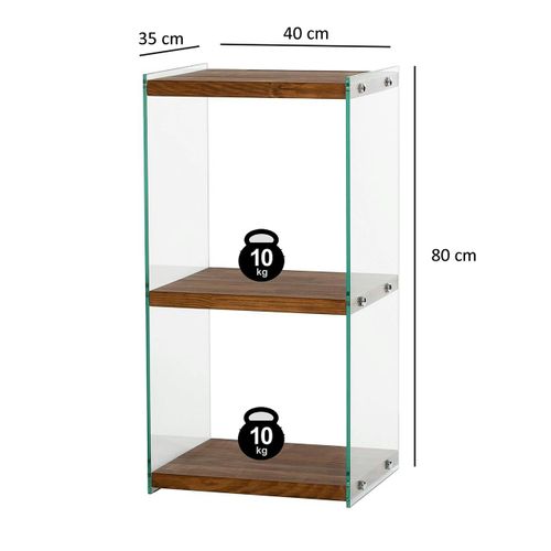 Colonne Vitrine Design - Bois Marron, 3 Plateaux Lhasa