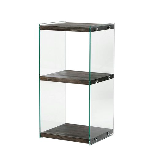 Colonne Vitrine Design - Bois Gris Foncé, 3 Plateaux Lhasa