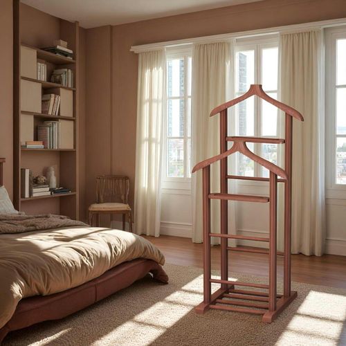 Valet De Chambre Double - Bois Marron, Vide-poches Sitia