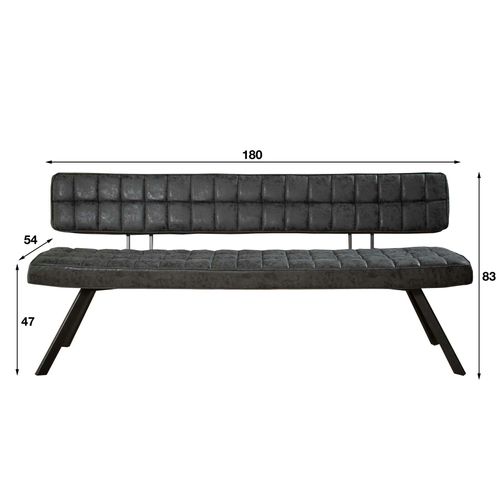 Banc Salle à Manger Noir Avec Dossier 180 Cm Tribeca