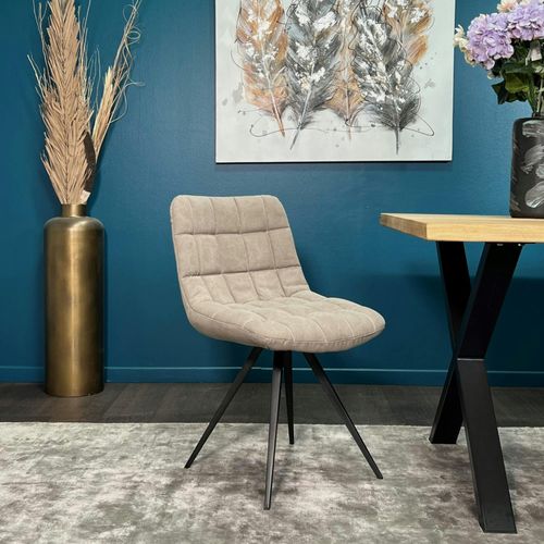 Chaise Salle à Manger Tissu Jeans Sable (lot De 2)