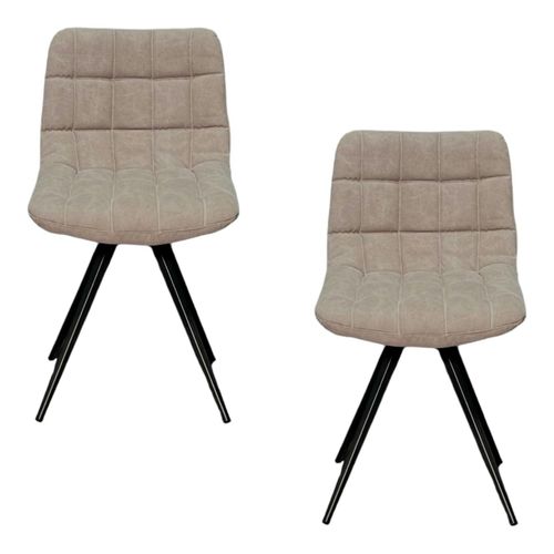 Chaise Salle à Manger Tissu Jeans Sable (lot De 2)