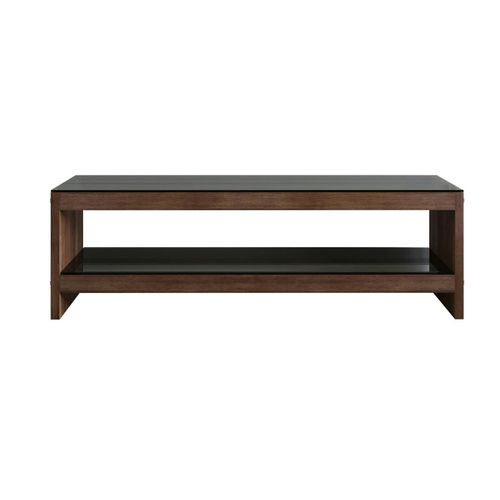 Meuble TV En Bois Brun Et Verre Fumé - Lhasa