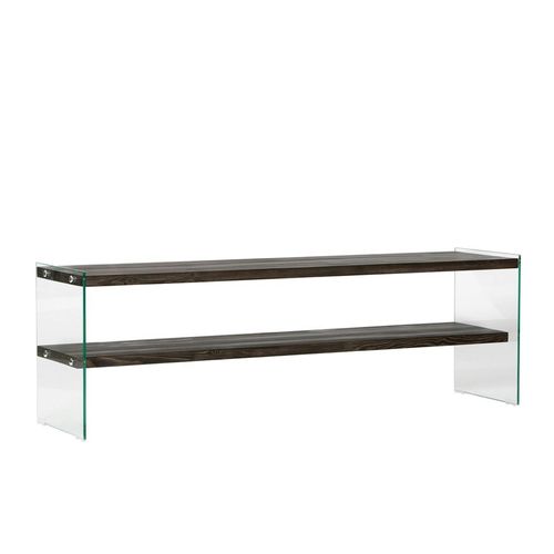 Banc TV Bois Anthracite Et Verre - 2 Niveaux, 140 Cm Lhasa