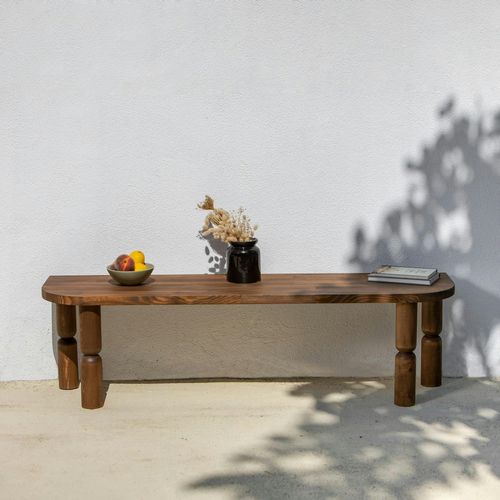 Banc TV En Bois Brun - Pieds Tournés, 140 Cm Boma