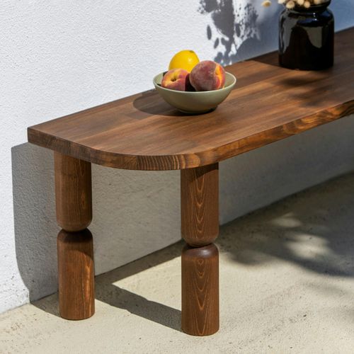 Banc TV En Bois Brun - Pieds Tournés, 140 Cm Boma