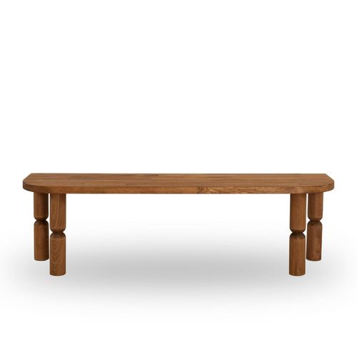 Banc TV En Bois Marron - Pieds Tournés, 140 Cm Boma