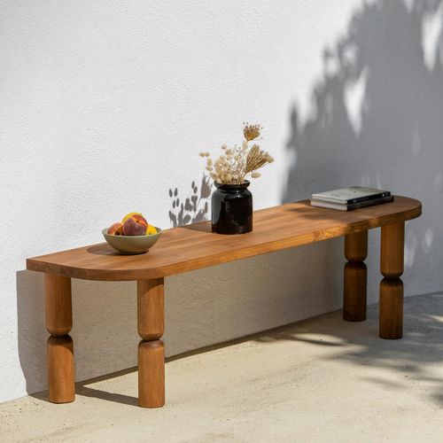 Banc TV En Bois Marron - Pieds Tournés, 140 Cm Boma