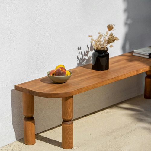 Banc TV En Bois Marron - Pieds Tournés, 140 Cm Boma