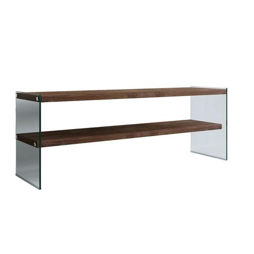 Meuble TV En Bois Brun Et Verre - 2 Niveaux Lhasa