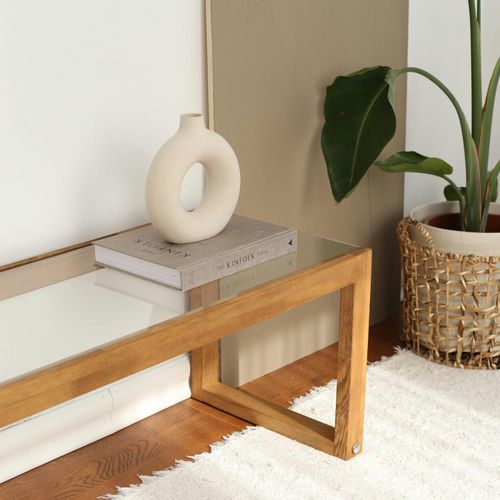 Meuble TV Bois Brun Et Verre - 130 Cm, Moderne Lhasa