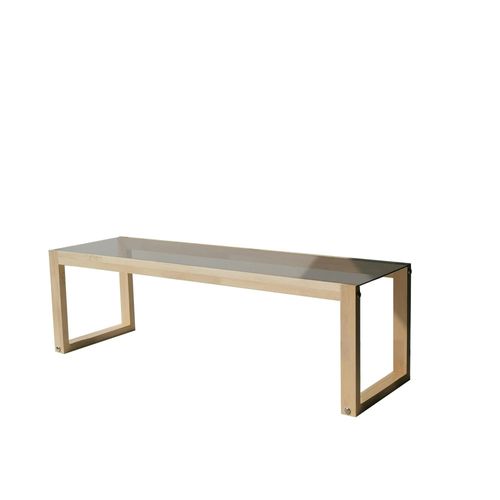 Meuble TV Bois Blond Verre Fumé - 130 Cm, Scandi Lhasa