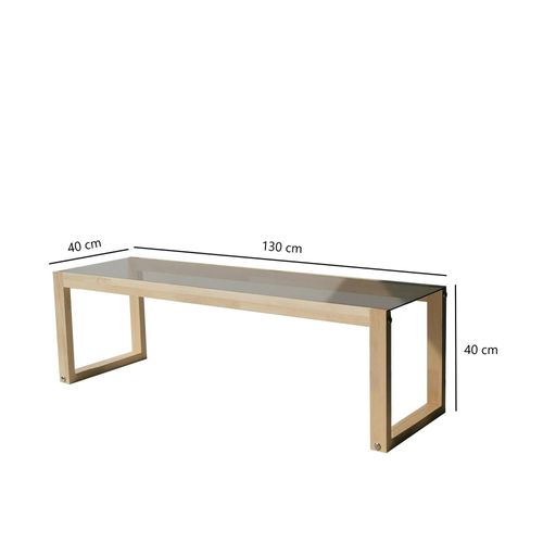 Meuble TV Bois Blond Verre Fumé - 130 Cm, Scandi Lhasa
