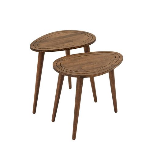 Bout De Canapé Bois Brun - Tronc D'arbre (lot De 2) Tena