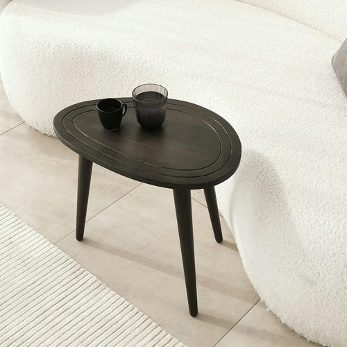 Bout De Canapé Bois Gris Foncé - Tronc D'arbre (lot De 2) Tena