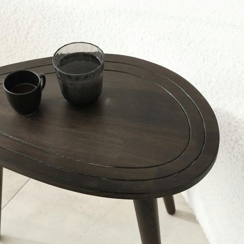 Bout De Canapé Bois Gris Foncé - Tronc D'arbre (lot De 2) Tena