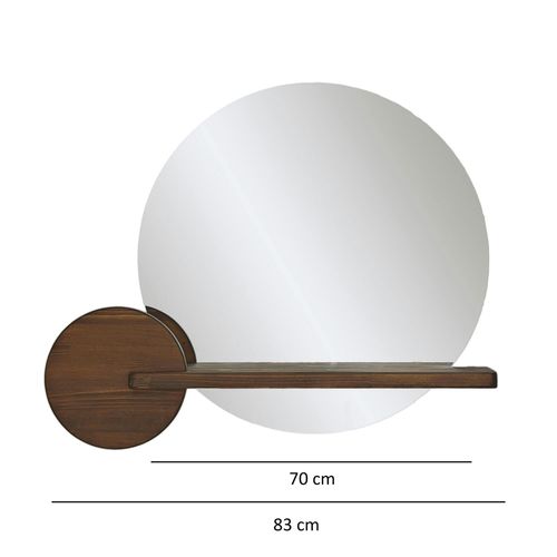 Miroir D'entrée Rond Avec Étagère En Bois Brun Hilo