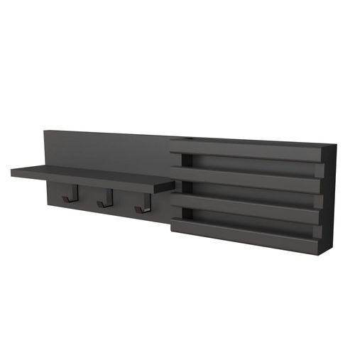 Portemanteau Mural Anthracite - 3 Crochets, 80 Cm Sitia