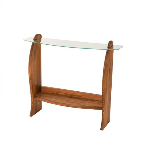 Console D'entrée Vintage - Bois Brun, Verre Anzio