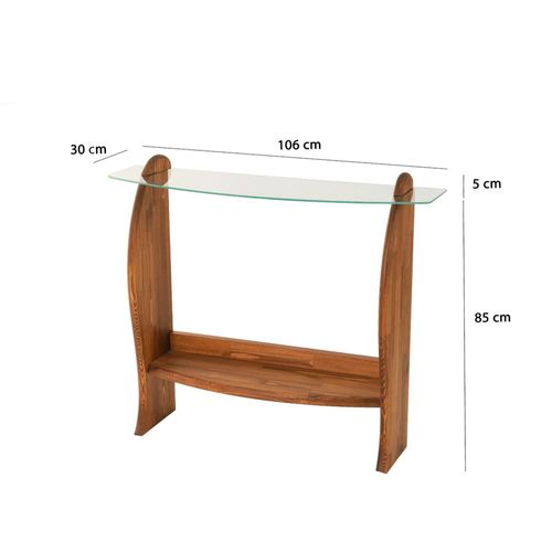 Console D'entrée Vintage - Bois Brun, Verre Anzio