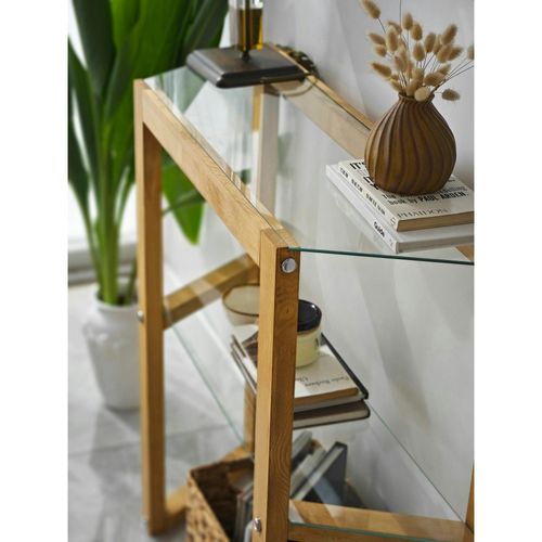 Console En Verre Et Bois Clair - 2 Plateaux Lhasa