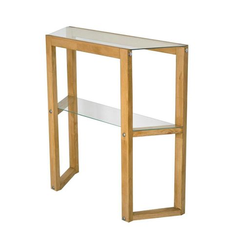 Console En Verre Et Bois Clair - 2 Plateaux Lhasa
