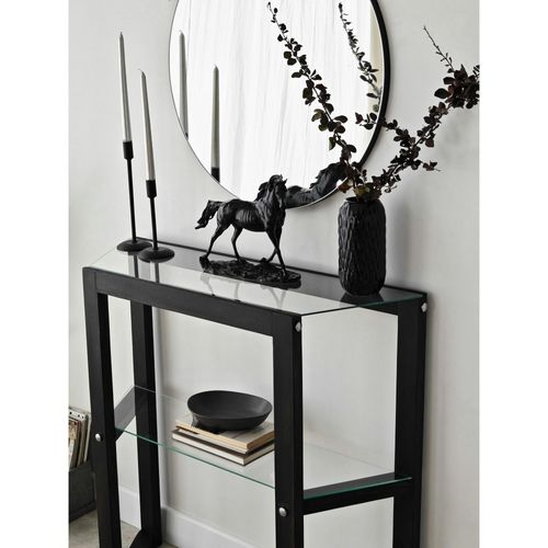 Console En Verre Et Bois Anthracite - 2 Plateaux Lhasa