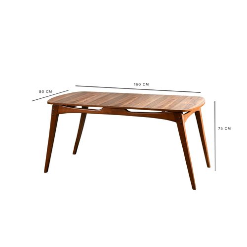 Table à Manger Vintage - Bois Brun, 160 Cm Dili