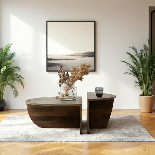 Table Basse Design En Bois Brun - 2 Modules Sitia