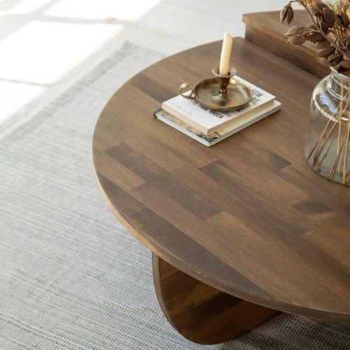 Table Basse Design En Bois Brun - 2 Modules Sitia