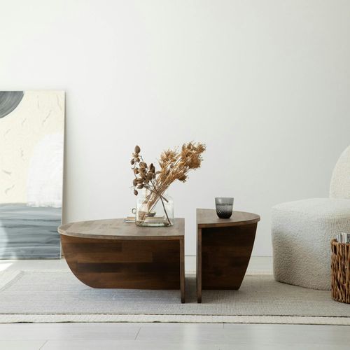 Table Basse Design En Bois Brun - 2 Modules Sitia