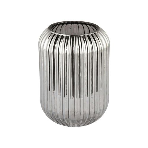 Vase En Verre Rainuré Fumé – Style Moderne Chic