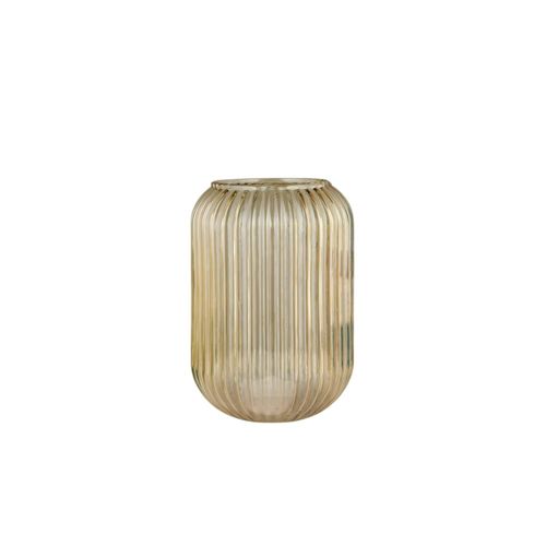 Vase En Verre Rainuré Ambré – Style Vintage