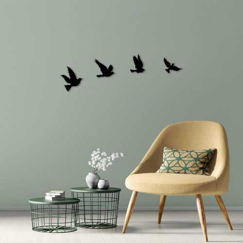 JustComfy Décoration Murale Métal Noir Oiseaux 37x32 Cm - Élégante Pour Salon Et Couloir