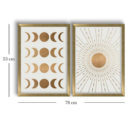 Tableau Décoratif Doré Soleil Et Lune – Cadre (set De 2)
