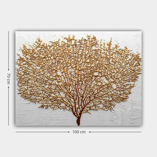 Tableau Décoratif Blanc Et Or – Arbre Texturé