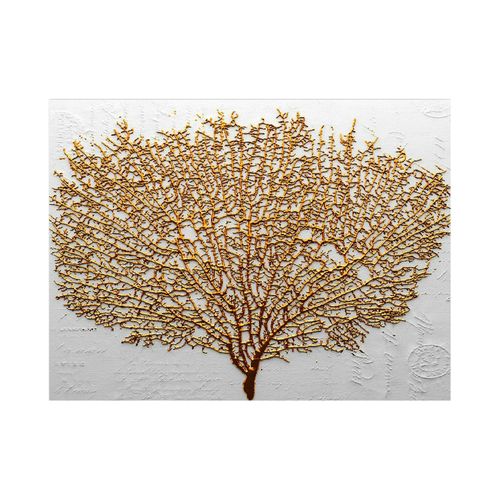 Tableau Décoratif Blanc Et Or – Arbre Texturé