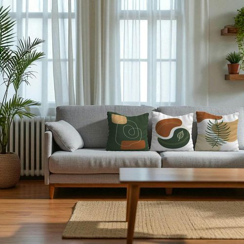 Coussin Déco Moderne – Motifs Abstraits (lot De 3) Izmir
