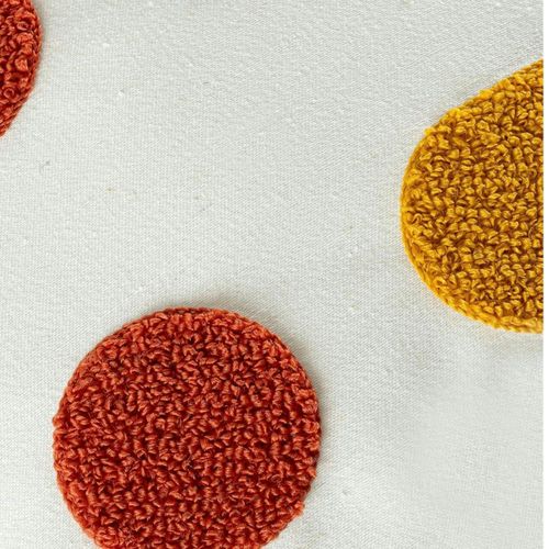 Coussin Déco Écru – Motifs Terracotta Et Moutarde Izmir