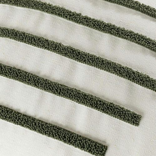 Coussin En Lin à Pompons – Rayures En Bouclette Verte Izmir