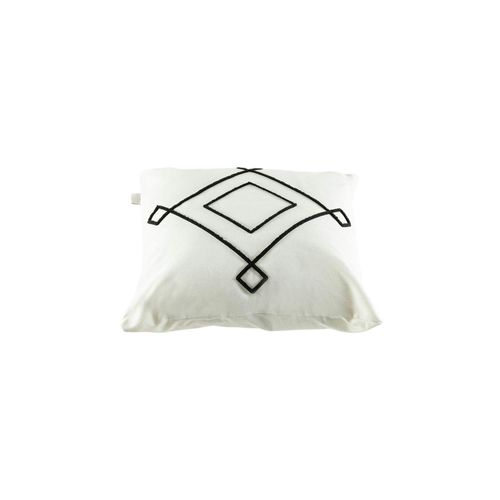 Coussin En Lin Écru – Motif Losange Noir Stylisé Izmir