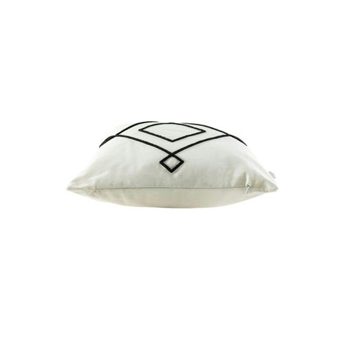 Coussin En Lin Écru – Motif Losange Noir Stylisé Izmir