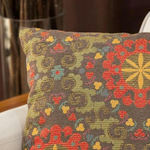 Coussin Rétro – Fleurs Encadrées Multicolores Izmir
