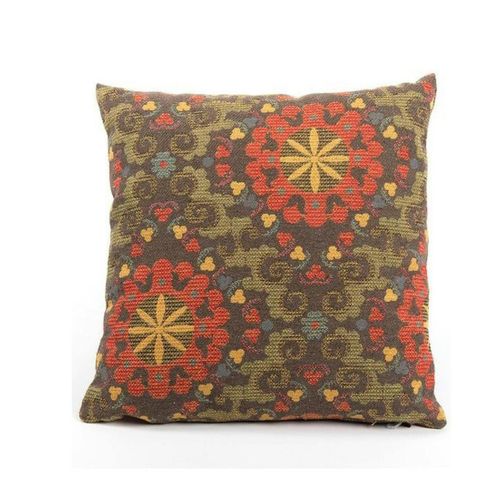 Coussin Rétro – Fleurs Encadrées Multicolores Izmir