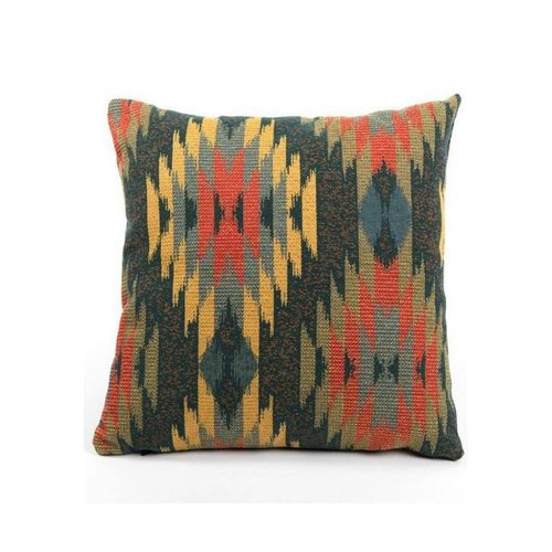 Coussin Ethnique – Motif Aztèque Fond Vert Izmir