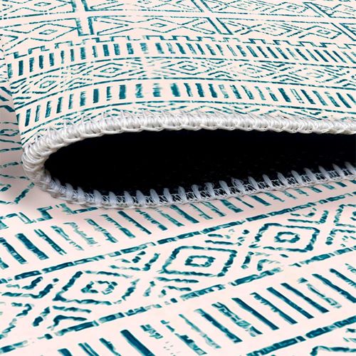 Tapis Écru Contrasté – Motifs Bleus, 160x230 Cm Istanbul