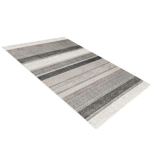 Tapis Gris Moderne – Lignes Stylisées, 160x230 Cm Istanbul