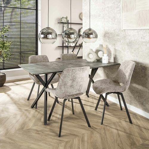 Table à Manger Contemporaine Effet Béton 160 Cm Helsinki